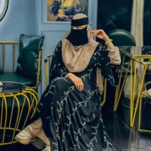 Noir Vine Abaya – Luxury Floral Black Abaya Full Set