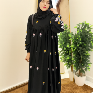 Soft Rose Floral Premium Embroidered Abaya